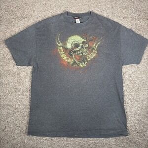 Vintage Miami Ink‎ Skull Graphic T Shirt Men's Charcoal Gray Grunge Skater Tee